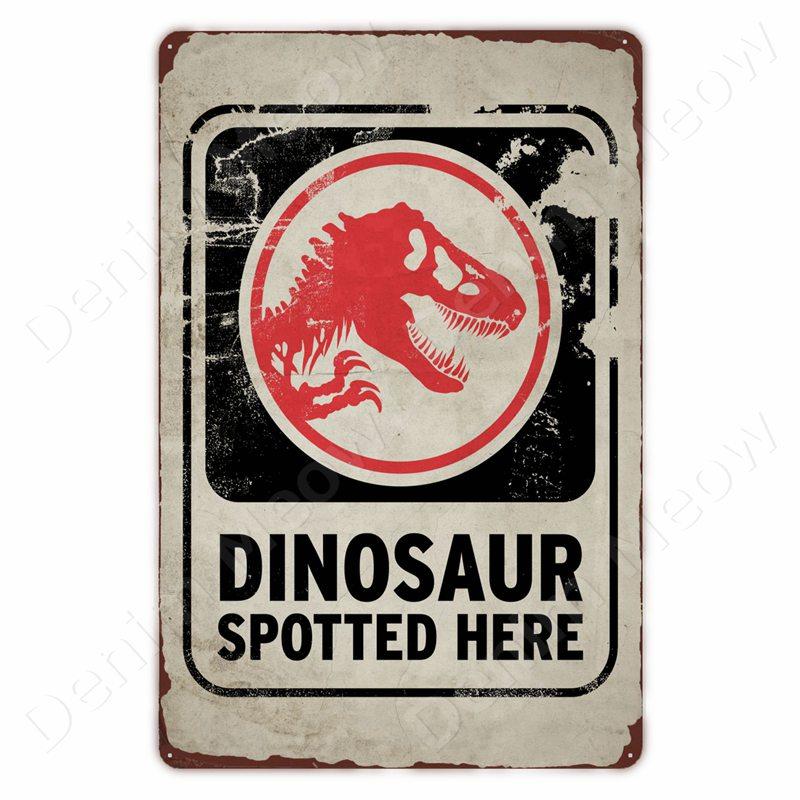 Vorsicht vor Dinosauriern Lustiges Vintage Blechschild Triceratops Plakette Wanddeko Garten Bauernhaus Außen Dekoration Vorsicht S