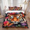 3-teiliges Bettwäsche-Set mit Tiger-Blumenmuster, Bezug für Schlafzimmer und Gästezimmer (1 Bettbezug + 2 Kissenbezüge, ohne Steppdecke),  yy250922107
