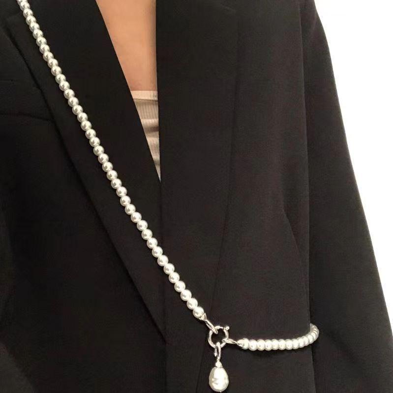 

Korean Statement Pearls Long Necklace For Women Personality Chains Big Pendant Collares Jewelry