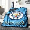 Name Custom Manchester City FC Logo Print Flannel Blanket High Quality Warm Comfortable Cover for All Seasons Perfect for Gifts Home Decor