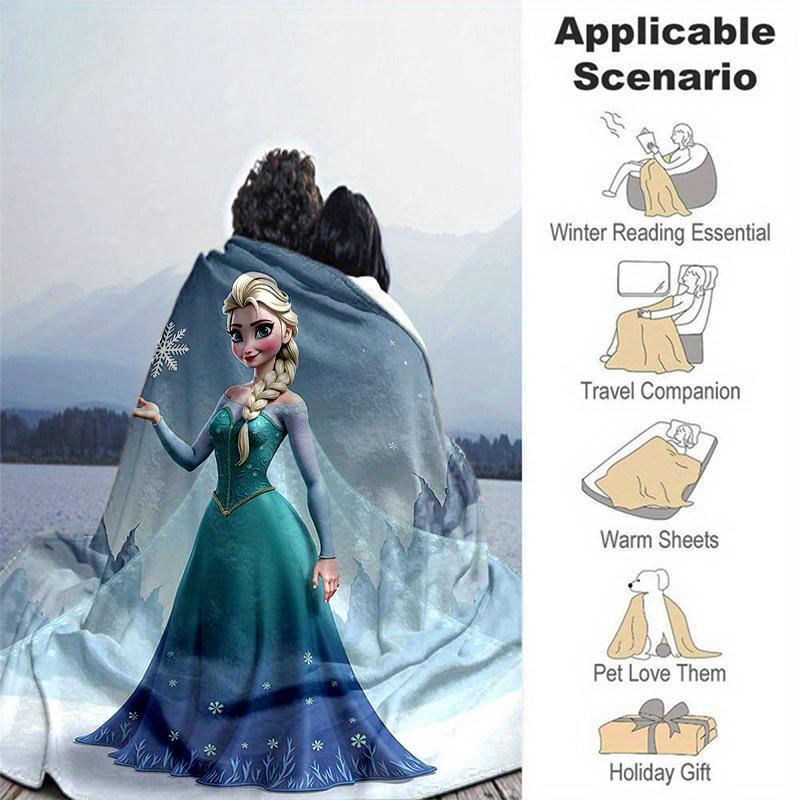 1pc. Winter Wonderland: Elsa's Frozen Magic, Perfect for Any Season, Soft Flannel Throw Blanket, Versatile & Cozy for Bedroom, Add a Touch o