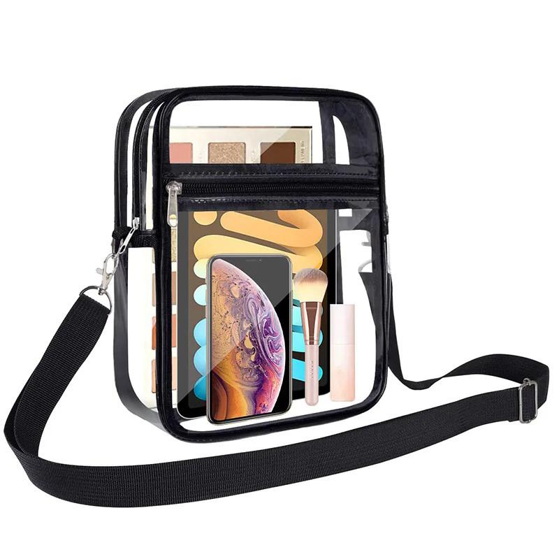 Women Shoulder Bag Pvc Transparent Waterproof Phone Purse Simple Crossbody Bag With Front Pocket Casual Handbag Beach Bag