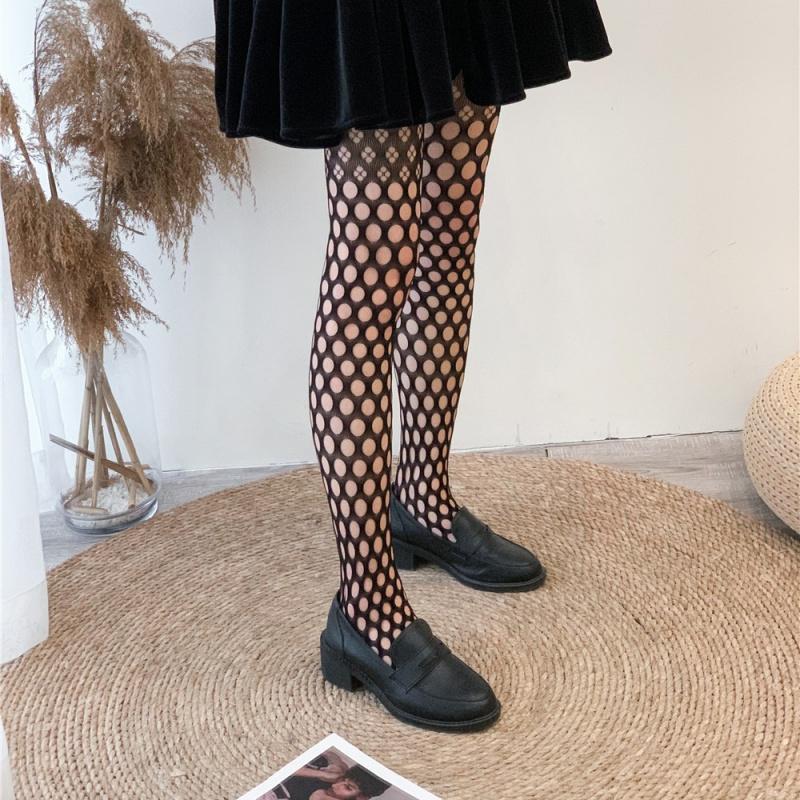 Ins Xiaohongshu Internet Celebrity Style Dark Personality Trendy Socks Spring Summer Thin Hole Jacquard Fishnet Stockings Black