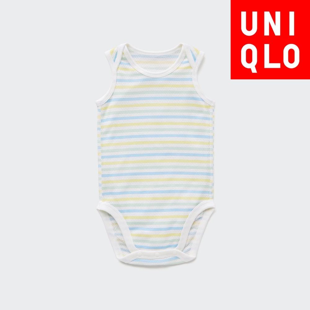 

UNIQLO BN хлопковое сетчатое боди без рукавов с однотонной каймой внутри 61 BLUE/BABY 80