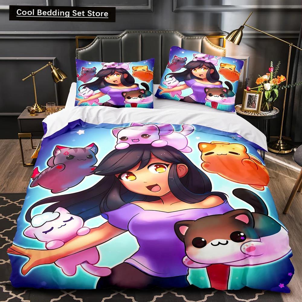 APHMAU Bedding Set Single Twin Full Queen King Size Kawaii Aphmau Bed Set Aldult Kid Bedroom Duvetcover Sets 3D Print Anime Bed