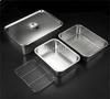 Deep Square Plate Basin with Rack Pallet Stainless Steel Bbq Fast Food Plate with Grid Mesh Dessert Dinner Set Restaurant Trays