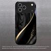 Silk Golden Line For Apple Black Phone Case For iPhone 17 16 15 14 13 12 Mini 11 Pro Max 17 Air 7 8 Plus XR X Glass Back Cover