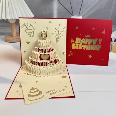 3D Light Birthday Card with Musical Pop Up Gift Message Cards Folding Type with Envelope Greeting Cards Birthday Party Supplies