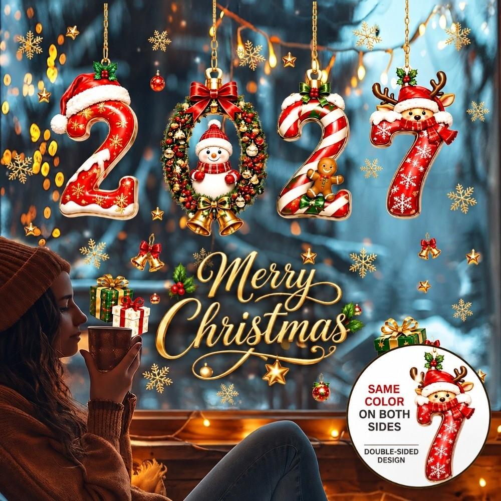 Static Cling 2027 Window Sticker PVC Holiday Window Decal Glass Window Cling Holiday Home Decor