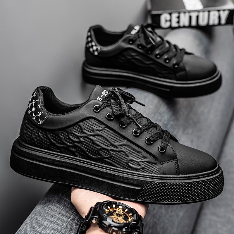 Trendy brand printed soft-soled men's shoes, new thick-soled heightening white shoes, men's versatile couple casual sports board shoes, men