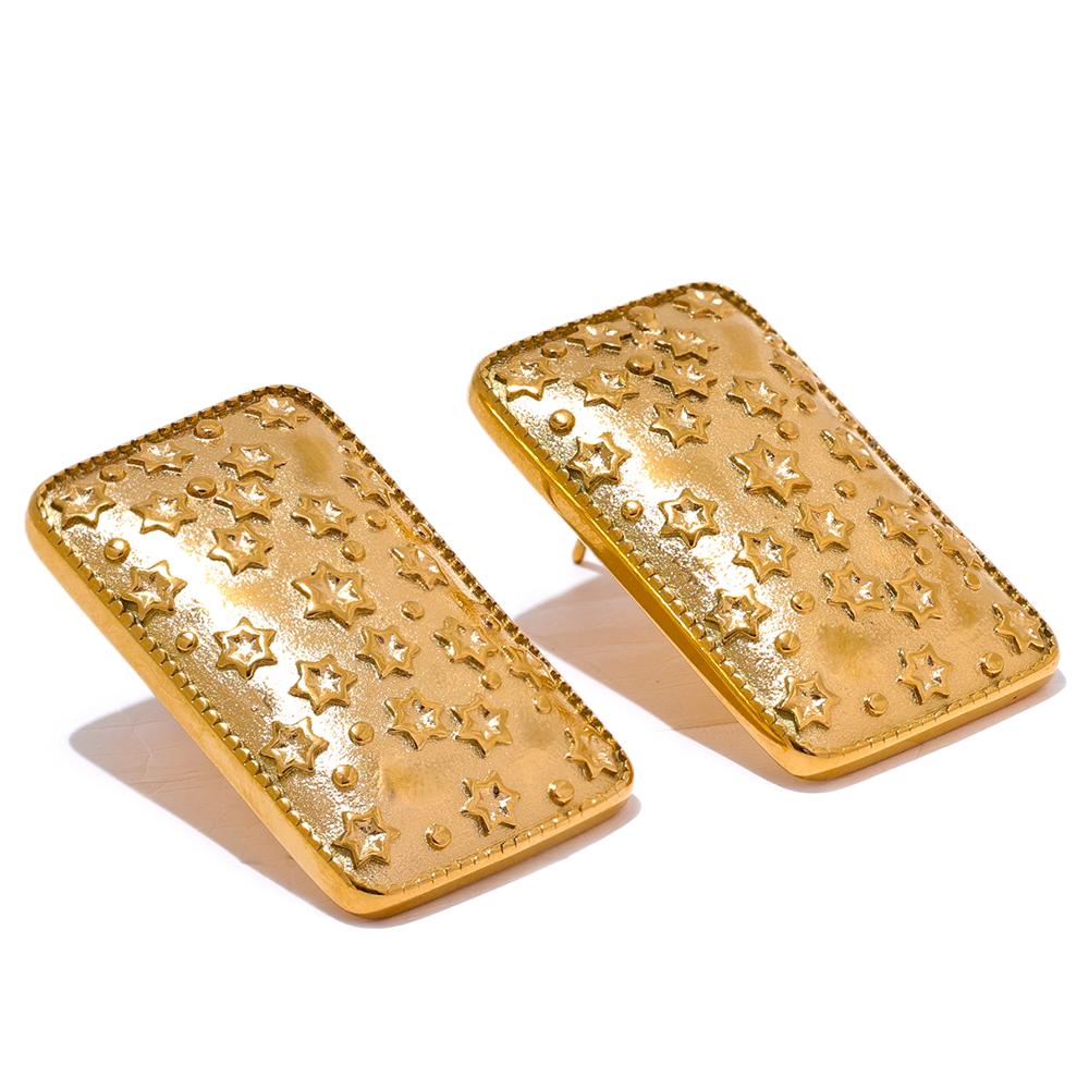 

Yhpup Big Promotion Trendy Stainless Steel Square Star Stud Earrings Prevent Allergy Metal 18K PVD Plated Jewelry Wholesale