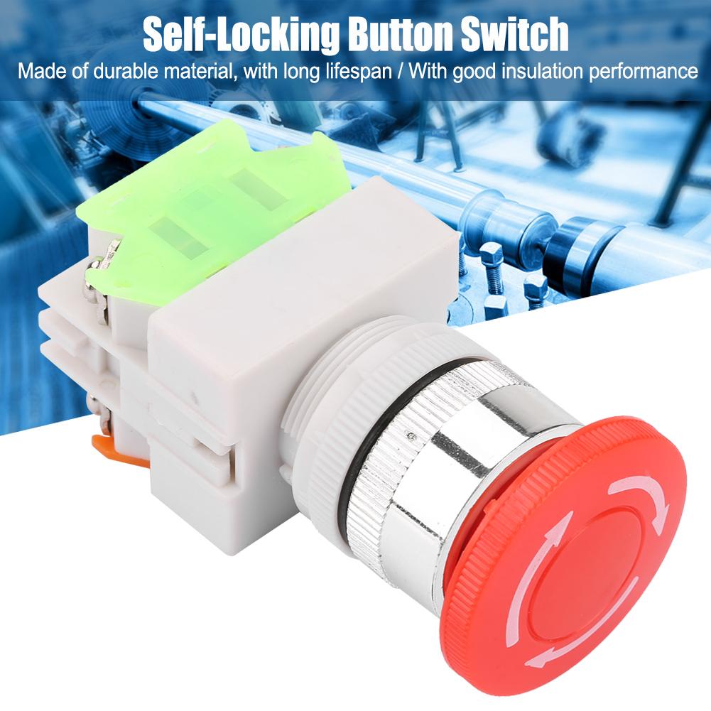 Self Locking Emergency Stop Mushroom Push Button Switch 22mm Mount LAY37 11ZS