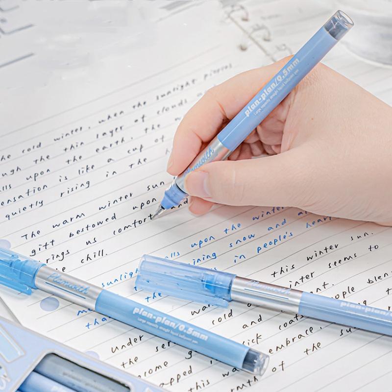 5pcs Gradient Blue Color Gel Pen for Kids Simplicity Korean Fashion Stationery Gel Pen Student 0.5mm Smooth Ink Scrapbook Pen