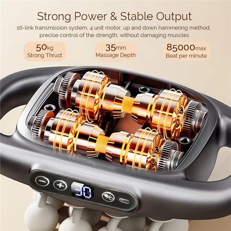 16-Heel Head Percussion Massager Gun Electric Deep Tissue Body Fitness Muscle Relaxation Tool For Back, Shoulders, Legs, Feet