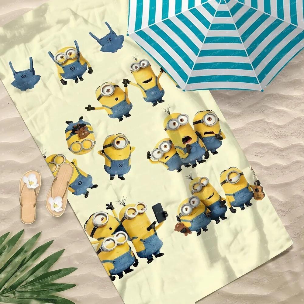 1Pc Cute Minion Printed Beach Towel With Ultra Fine Fiber Lightweight Fast Drying Soft Lightweight Travel Camping Yoga Swimming