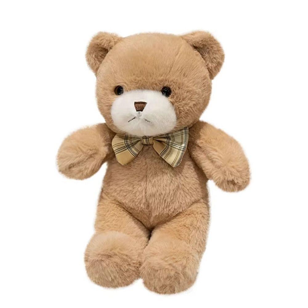 Fluffy Colorful Bow Tie Bear Doll Soft Animal Bear Doll Pillow Hug Bear Plush Toys  Kids Gifts