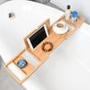 NASSIA Wooden Bathtub Rack, Bathroom Shelf, Tray Storage, Tub Rack Board, Adjustable Bath Shelf Table, Bathroom Organizer, Home Spa