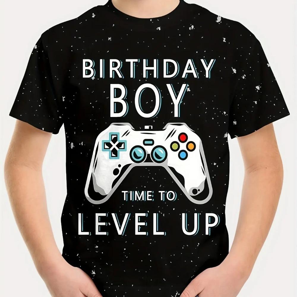3D Printed Game Controller Printed Boy's Casual and Fashionable Round Neck Short Sleeved T-shirt