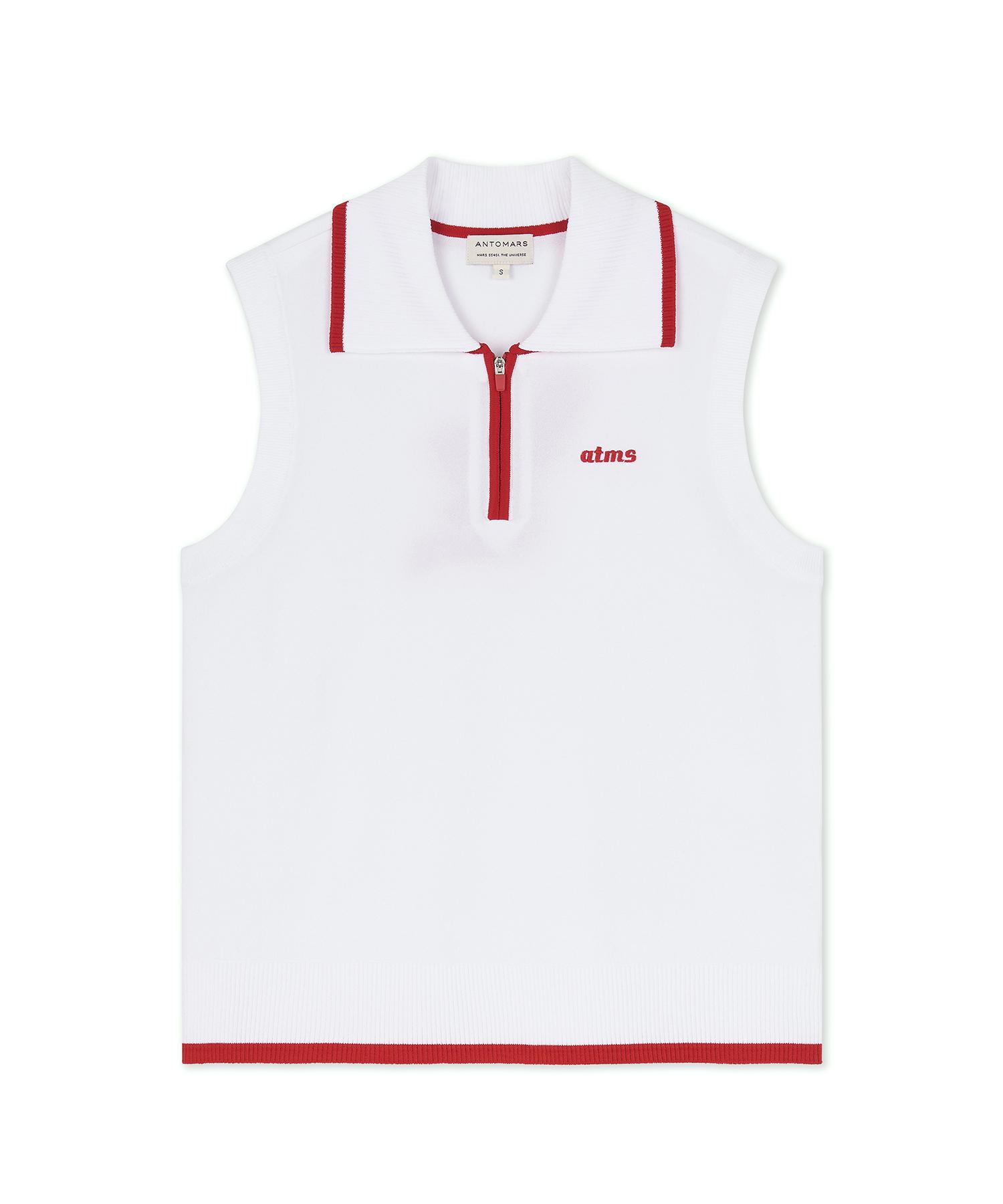 Antomas Spaceship Half-Zip Knit Sleeveless Top For Women - White Xs