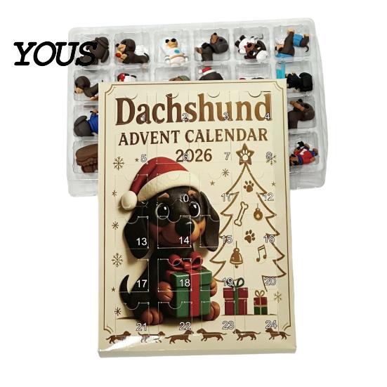 Creative Christmas Countdown 2026 Owl/Dog Advent Calendar, 24 Days with Mini Animal Decorative PVC Miniatures Figurine Ornaments, Collectible Figures