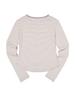 KIRSH Cherry Stripe Round Neck Long Sleeve Top [Melange Grey]