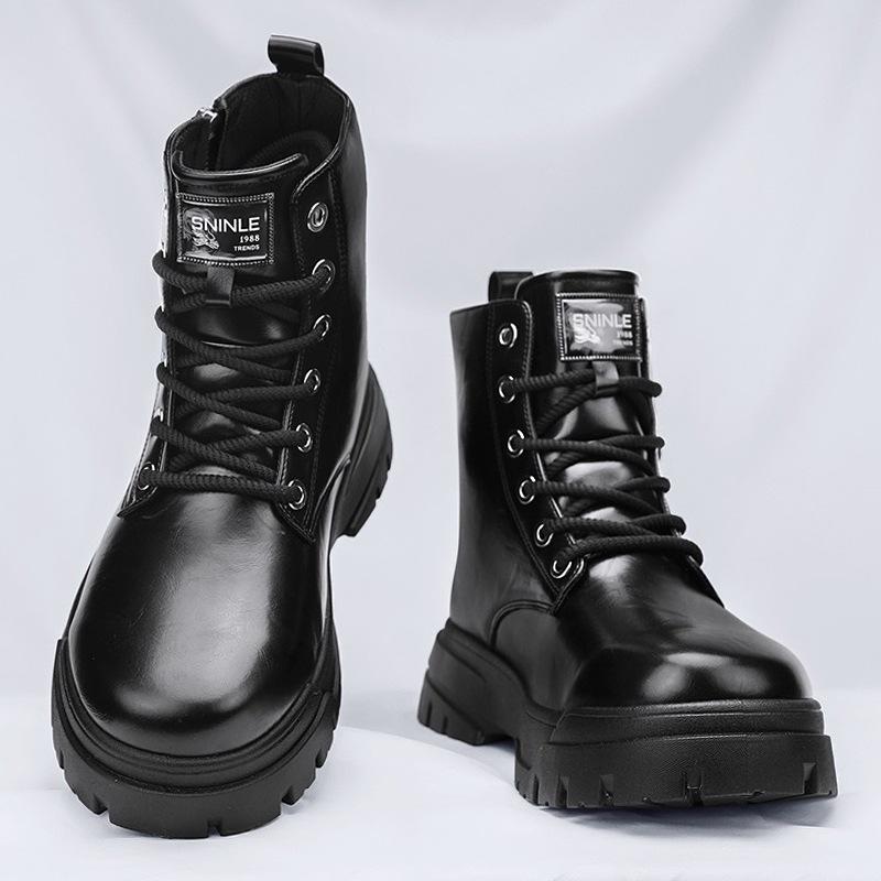 Winter Motorcycle Boots Men Fashionable High-top Wear-resistant Shoes Thick-soled Comfortable Shoes Outdoor Non-slip Work Boots