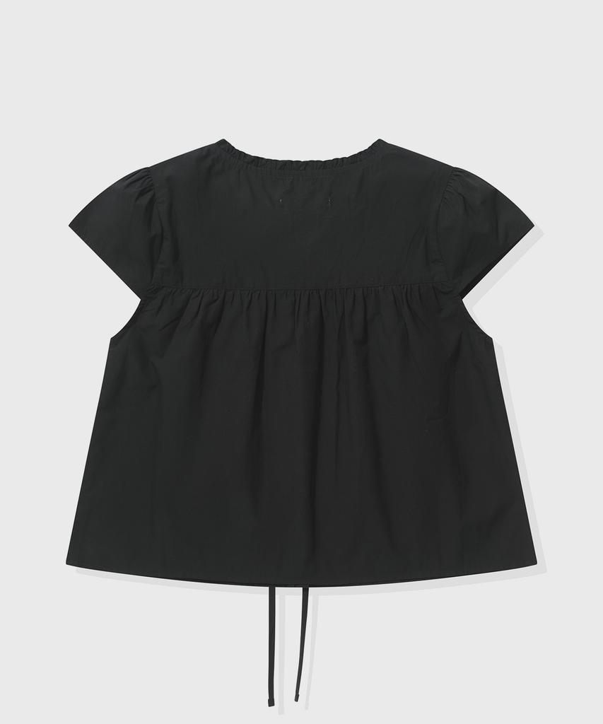 KIIMUIR (Women) Button Cap Sleeve Short Sleeve Blouse_Black