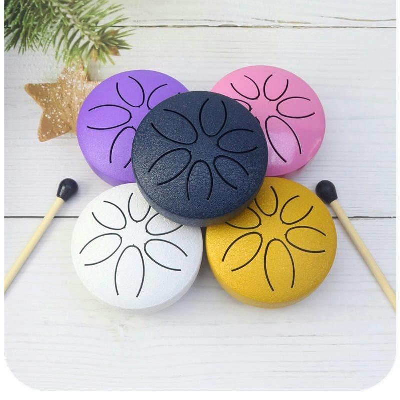 Mini Steel Tongue Drum 3 Inch Glucophone Pentatonic 6 Notes Tank Drum For Kids Handpan Gifts