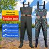Men's One-Piece Full-Body Fishing Waders with Boots - Waterproof Rain Pants and Jacket Set