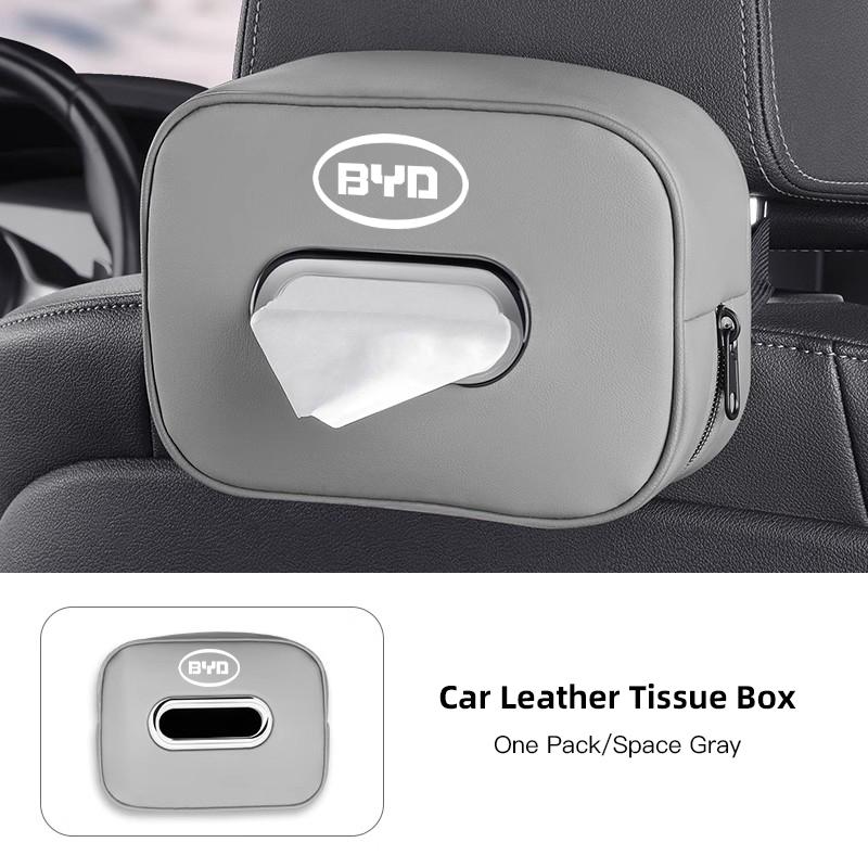 Car Tissue Box Car Interior Accessories For BYD Atto E6 Tang F3 Song F3R Qing Yuan I3 S7 Leather Tissue Storage Bag Kleenex Case