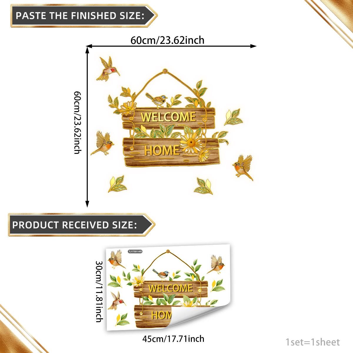 

Tj17501 Hand-Painted Welcome English House Number Bronzing Wall Sticker Decoration Children S Room Bedroom Background Self-Adhesive Wall