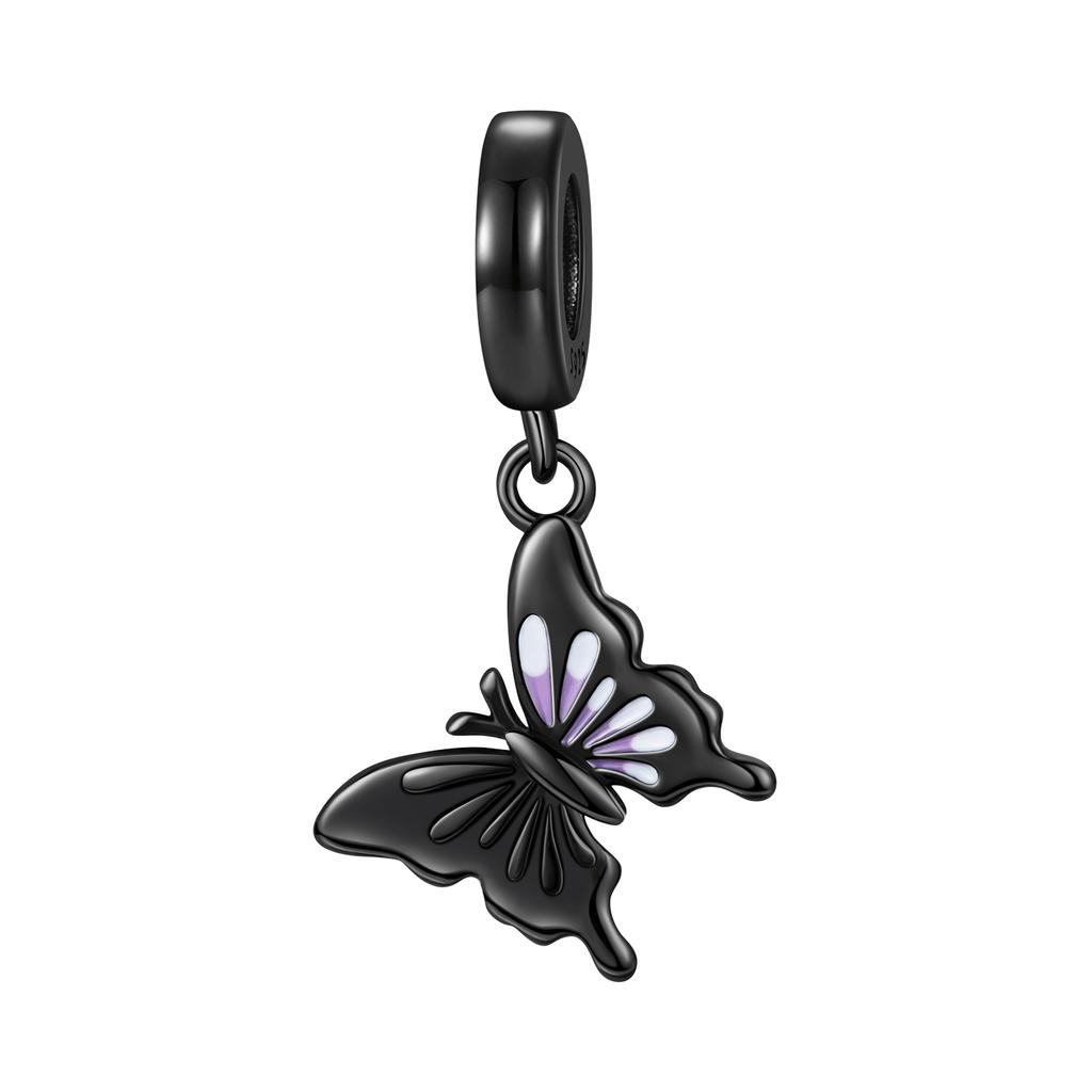 PANPOKI 925 Silver Iris Flower Pendant Charm Bracelet Jewelry DIY Trendy Gift for Women Party Beads