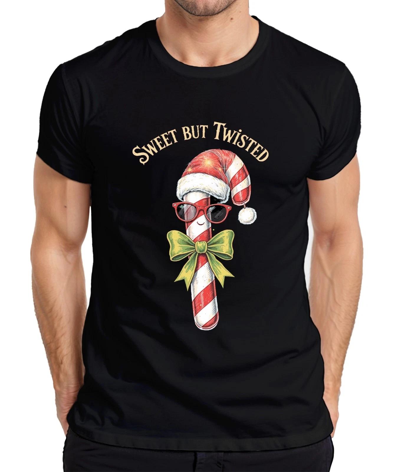 Sweet But Twisted Candy Cane Santa Hat Sunglasses Bow Weihnachten Herren T-Shirt XXL