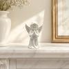 DYS 3D Printed Praying Angel Statue, Elegant Matte White Cherub Figurine with Detailed Wings, Durable Minimalist Ornament for Living Room Decor