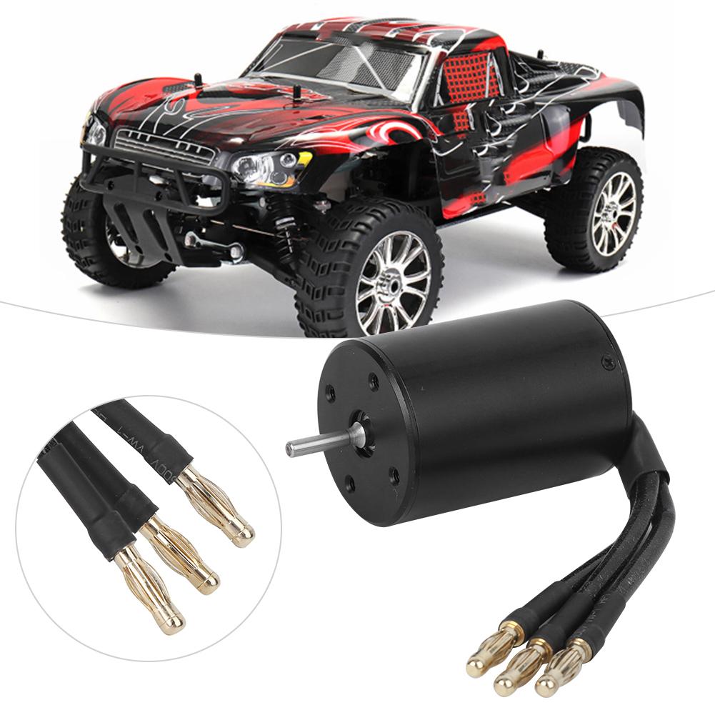 3650 Waterproof 4 Pole NonInductive Brushless Motor Accessory for 1 8 1 10 RC Car (Black)