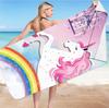 Cute Cartoon Unicorn Beach Towel, Quick Dry Fantasy Bath Towel with Flowers Rainbow Star, Super Soft Oversized Girls Pink Towels