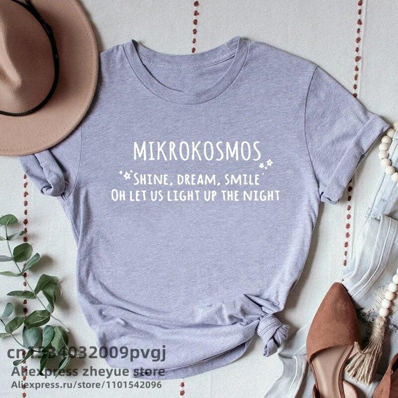 

Женская модная футболка Kpop Mikrokosmos, повседневная летняя футболка с коротким рукавом и принтом в Корейском стиле, футболка унисекс с картой души M