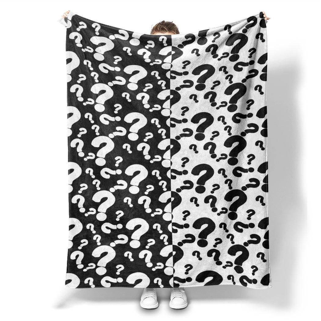 

Question Mark Flannel Throw Blanket – Black & White Pattern, Soft Cozy Fleece for Home, Office, Sofa & Car – All-Season Use 100x150cm