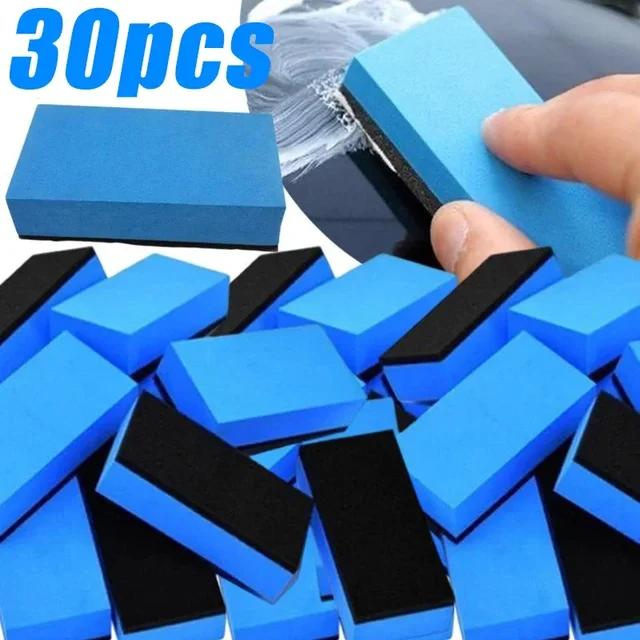 30/1PCS Car Ceramic Coating Sponge Applicator Glass Nano Wax Coat Sponges Blue Square Sponge and Cloth Cleaning Accessory