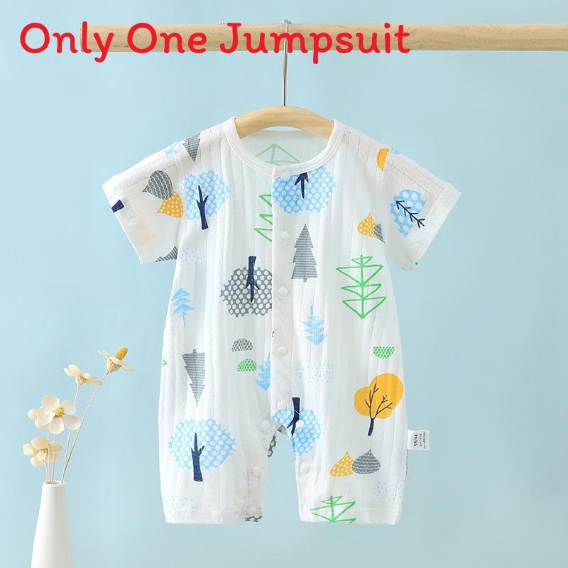 Baby Cotton Summer Short Sleeve Romper With Snap Closure For Newborns
