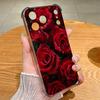 Scarlet Red Rose Flower Pattern Case For iPhone 17 Pro Max Coque iPhone 16 15 14 13 Pro Max 11 Shockproof Clear Soft Silicone Cover