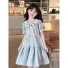 Girls Navy Collar Short Sleeve Dress Preteen Academic Princess Skirt For Students