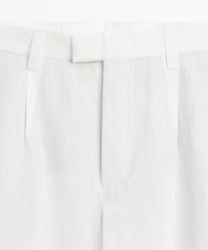 Masimodutti 100% Linen Pintuck Detail Pants