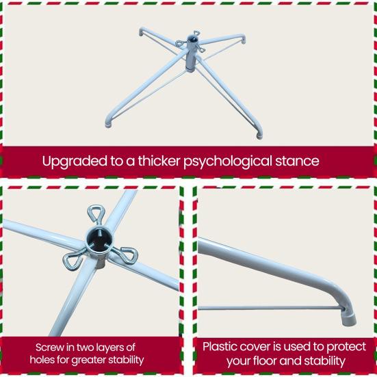 Metal Christmas Tree Stand Universal Folding Xmas Tree Base Replacement Artificial Tree Stand Fits 0.75-1.25inch Pole