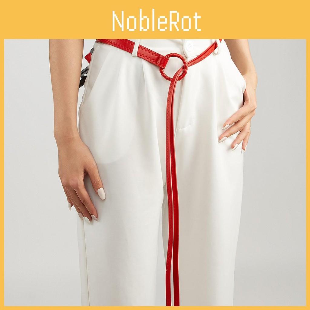 Solid Fashion Color Round Buckle Decoration Women Casual Belt For Daily Use