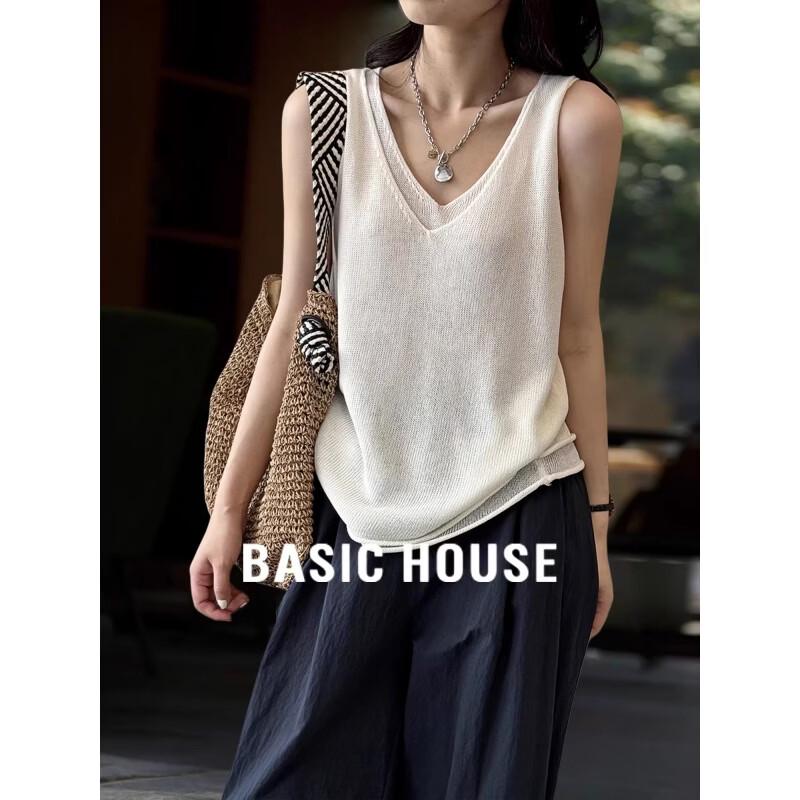 Basic House Women s Faux Two-piece V-Neck Knitted Camisole M