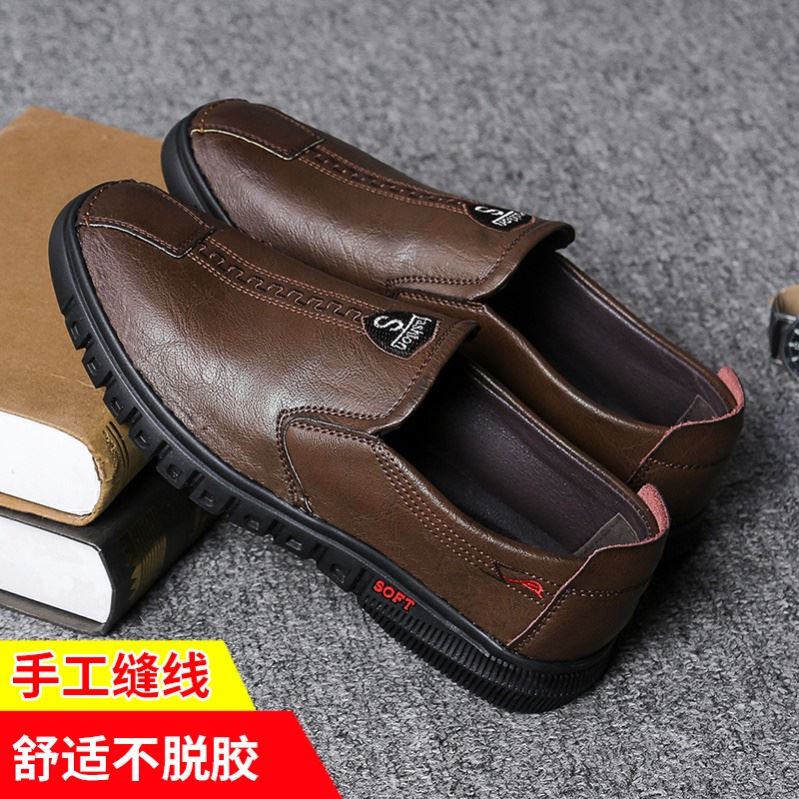 Zapatos de cuero nuevos de primavera y otoño, suela blanda, superficie blanda, transpirables, desodorantes para los pies, impermeables y antideslizantes, zapatos casuales para conducir