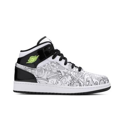 Air 1 Mid SE Grade School 'DIY' (Unisex) White / White / Black / Volt Kids' Basketball Shoes DC4099 100