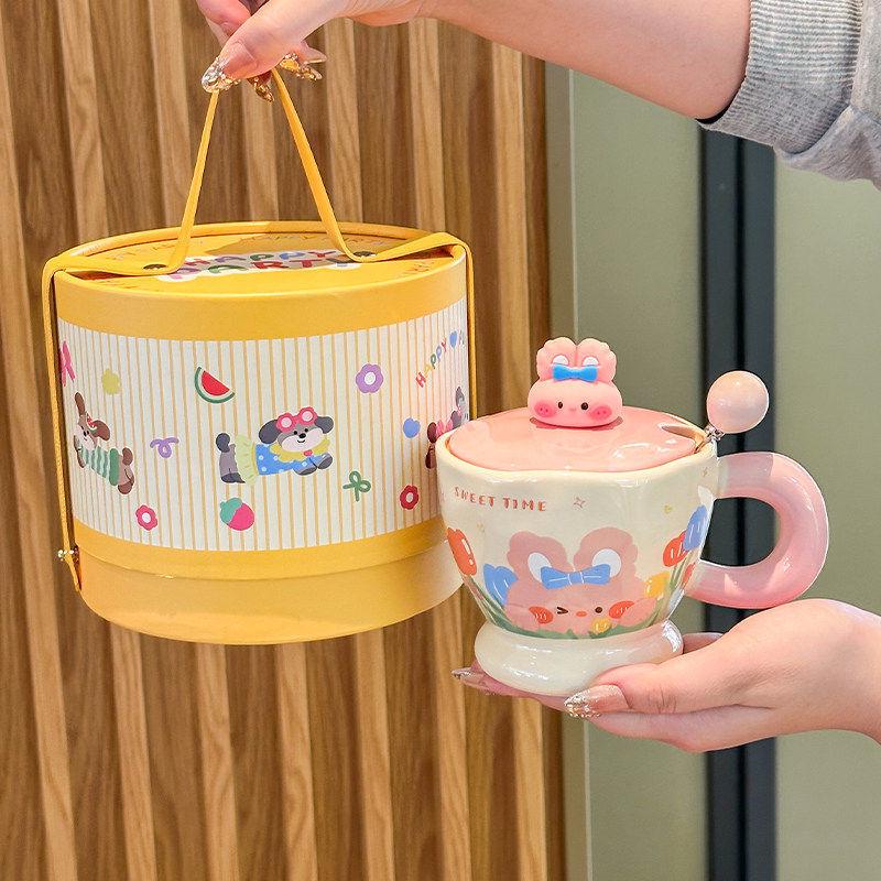 Cartoon Rabbit Ceramic Mug Gift Box for Girls - Perfect for Girlfriend or Children's Birthday
