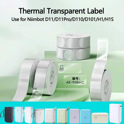 Niimbot D11/D11Pro/D101/D110/H1/H1S Transparentní samolepicí termotiskový papír Vodotěsné Čiré cenové a datové štítky